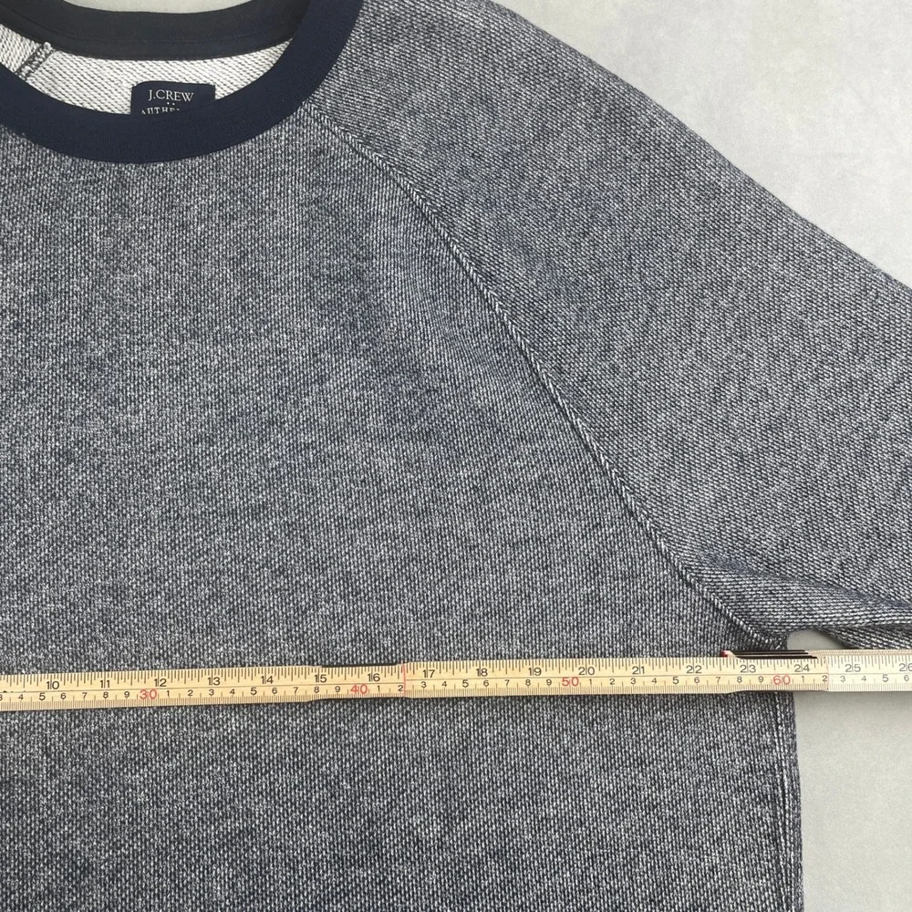 J Crew Authentic Fleece Sweatshirt XL‎ Blue Heathered Raglan Crew Neck Pullover